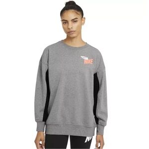 Nike Dri-FIT Gray Black Get Fit Training Crew Neck Sweatshirt